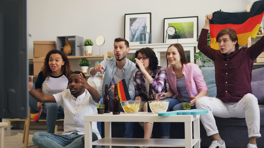 group of friends watching tv
